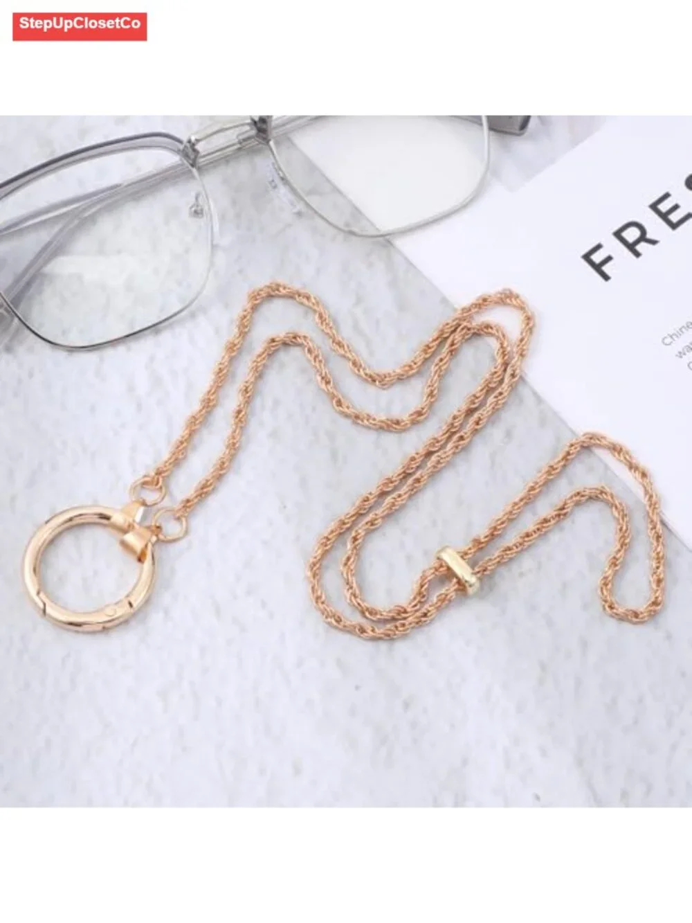 Stainless Steel Loop Sunglasses Holder Necklace Ring Holder Eyeglass Chain